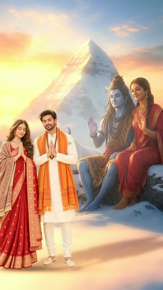 Kailash, 3D save the date video: himalayan peaks and Shiv Parvati's blessing