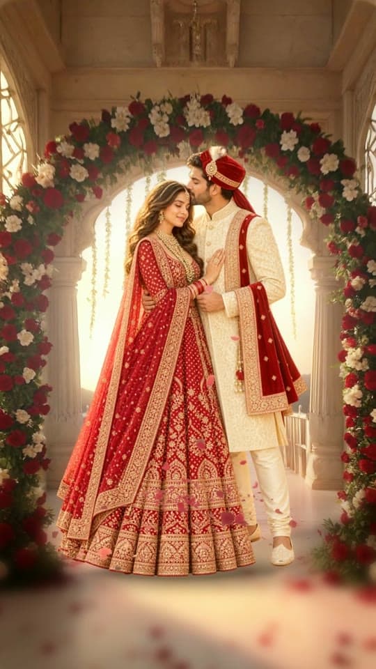 Royal Rajasthan, 3D save the date video: palace gates, a rose arch and fireworks over the lake