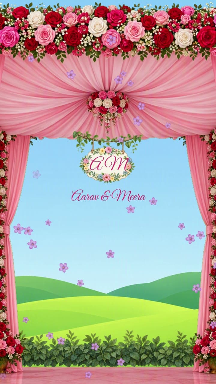 Countdown Mandap, caricature save the date video: a pull-back from the mandap canopy to the two of you — and the days to go