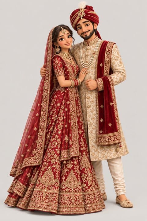 Royal style: a couple drawn by AI for a wedding invitation