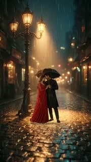 Monsoon Romance 3D invitation: couple