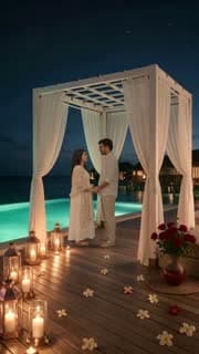 Pool Villa 3D invitation: couple
