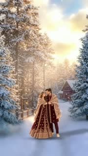 Snow Mountain 3D invitation: couple