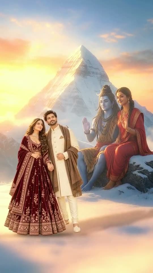 Kailash, a 3D wedding invitation video: himalayan peaks and shiv parvati's blessing.