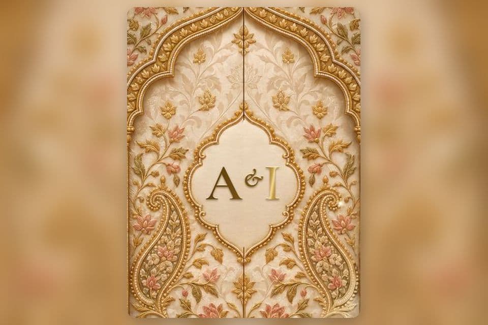 Banarasi Gold wedding invitation design