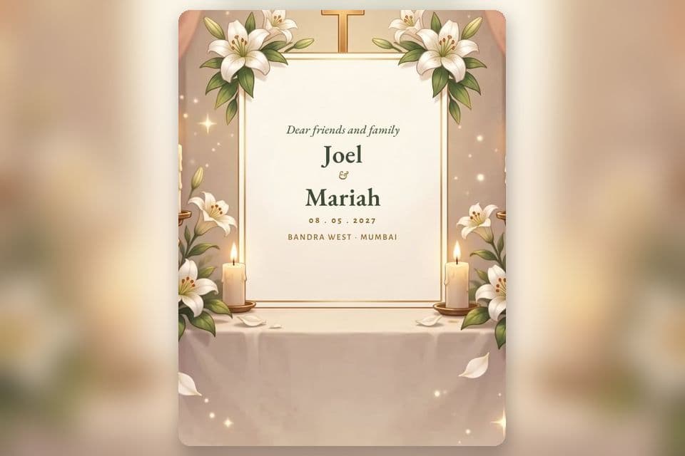 Blush Chapel wedding invitation design