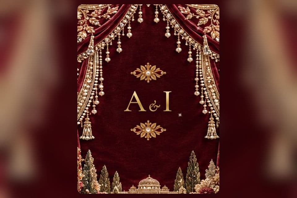 Maroon Velvet wedding invitation design