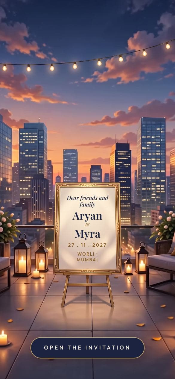 Penthouse Nights wedding invitation