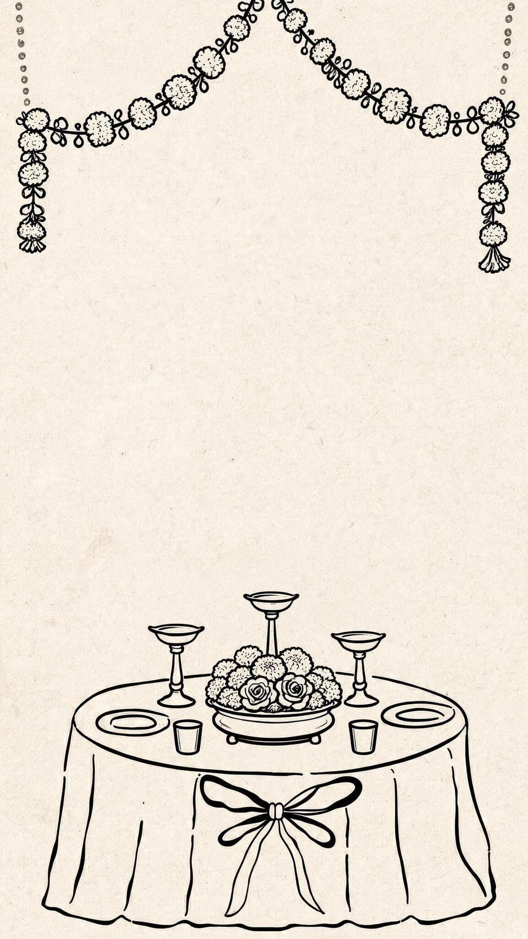 Candlelight save the date: a row of unlit diyas before the guest taps